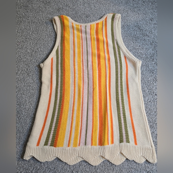 Groovy Striped Vintage Sweatee Vest Ladies Size Medium Scalloped Sleeveless - Picture 2 of 6